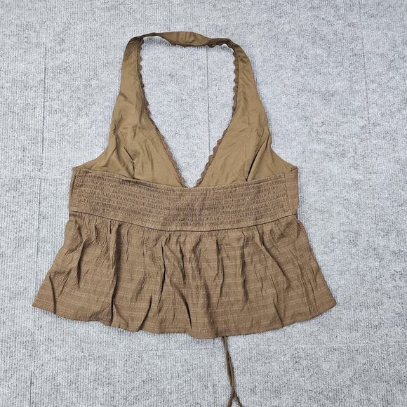 Beverly and Beck Halter Top Womens Large Y2K Brown Boho Festival Western Preppy - Picture 6 of 6